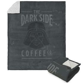 Disney Star Wars Classic Dark Side Coffee Co. Silk Touch Sherpa Throw Blanket 50x60 Inches