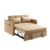 55.5"Twins Pull Out Sofa Bed Khaki Velvet