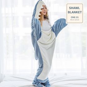 Shark Blanket Hoodie Onesie Adult Kid Cozy Shark Hoodie Blanket - Soft Flannel Wearable Sleeping Bag, Machine Washable (Color: Gray Blue, Length: 230CM)