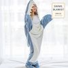 Shark Blanket Hoodie Onesie Adult Kid Cozy Shark Hoodie Blanket - Soft Flannel Wearable Sleeping Bag, Machine Washable